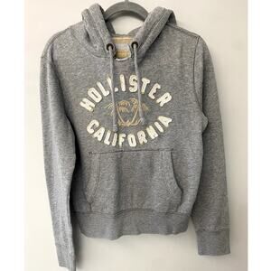 Y2K Hollister Heather Gray Soft & Thick Branded Logo Letter Hoodie S